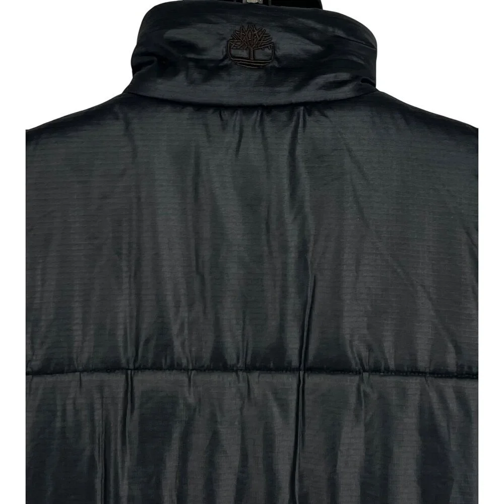 Timberland Men Blue Quilt Puffer Vest Medium Snap Button Pockets Sleeveless EUC - Picture 7 of 10
